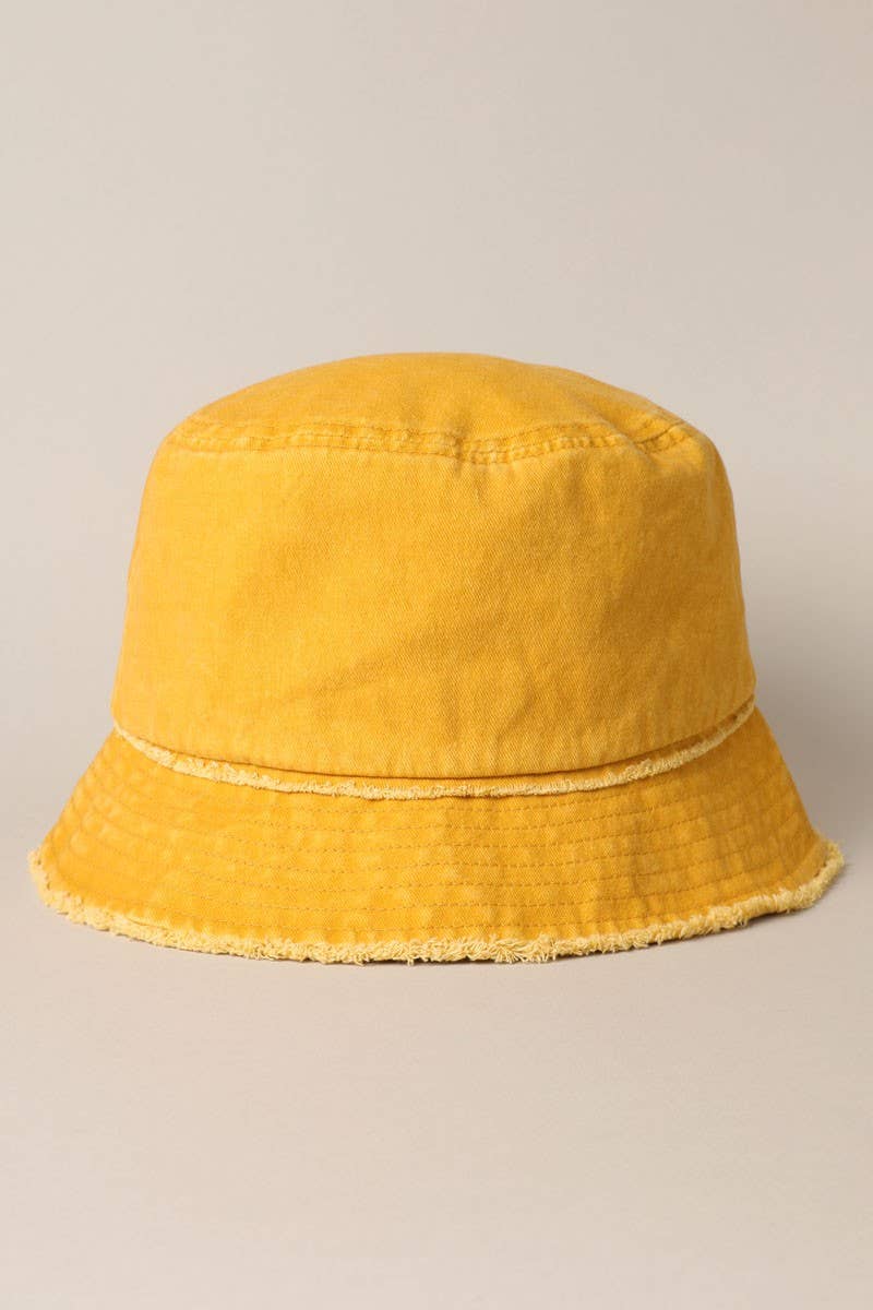 Frayed Canvas Cotton Denim Bucket Hat