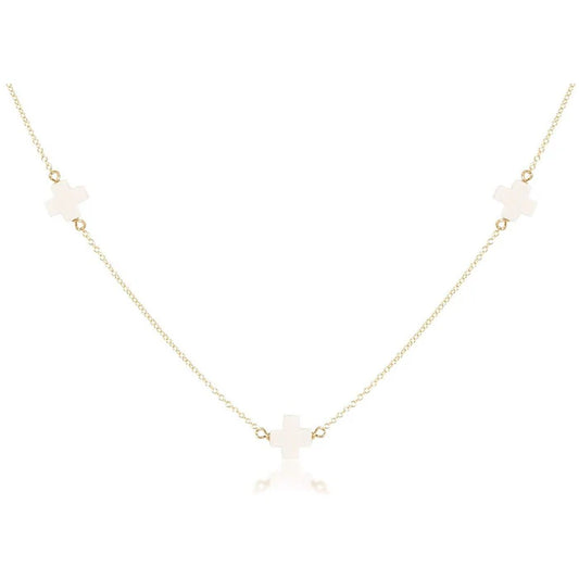 15” Choker Simplicity Chain Gold - Cross, Off White