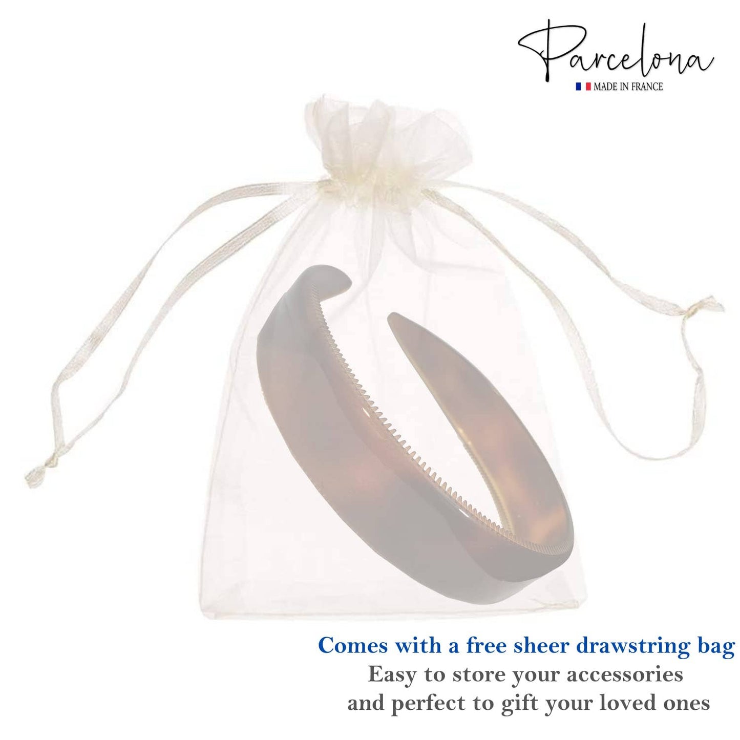 Parcelona French Extra Wide Tortoise Shell Celluloid Hair Headband for Women