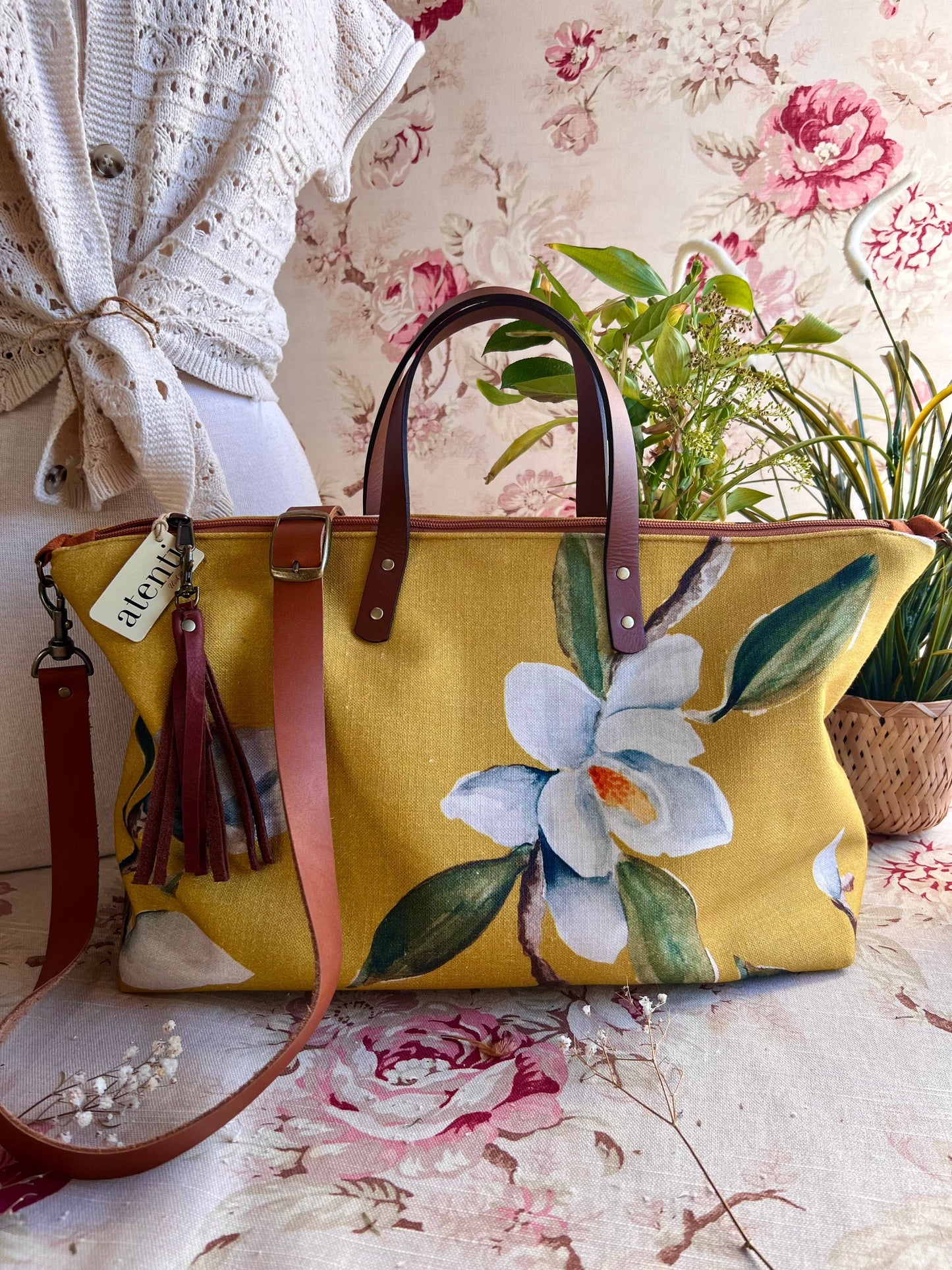 USA Handcrafted Carryall Tote Bag, Magnolia Buddy