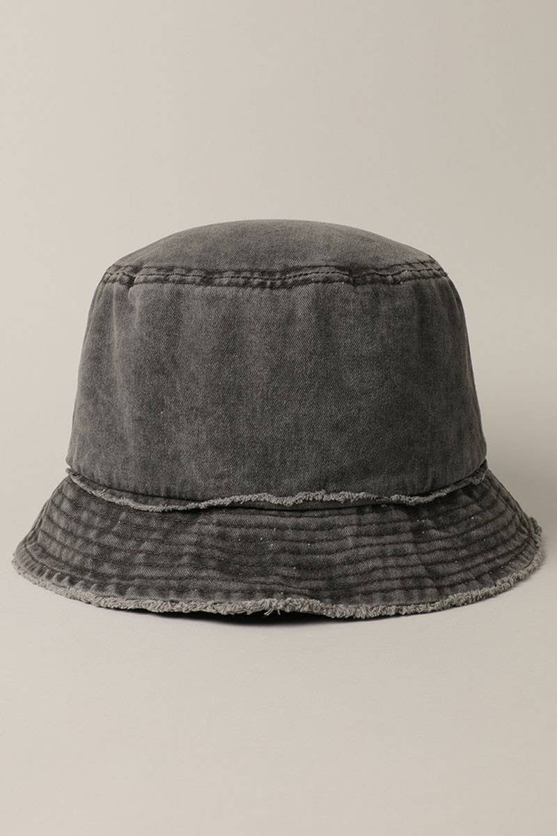 Frayed Canvas Cotton Denim Bucket Hat
