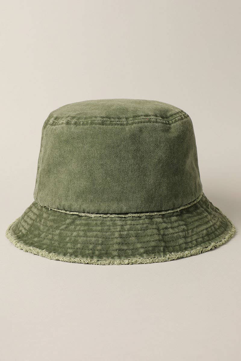 Frayed Canvas Cotton Denim Bucket Hat