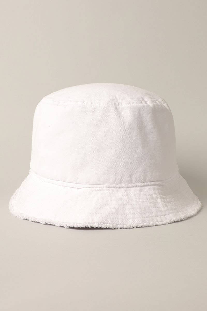 Frayed Canvas Cotton Denim Bucket Hat