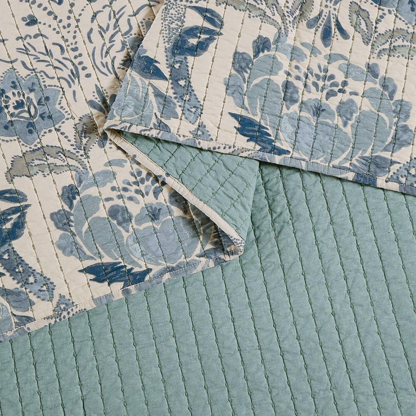 MYSTIC MOSS DAMASK QUILT SET- Spartina
