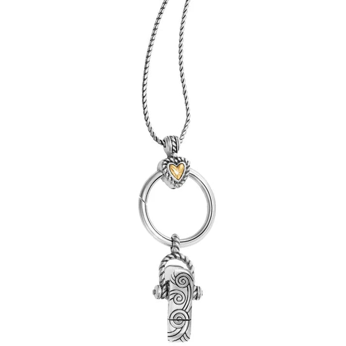 Heart Charm Reversible Badge Clip Necklace