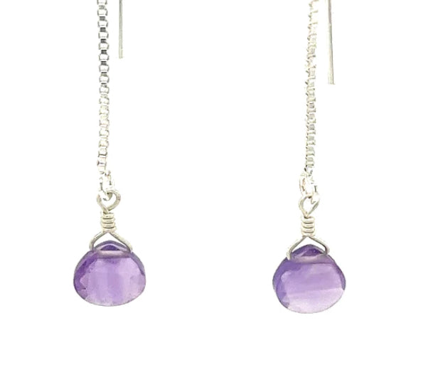 SS Amethyst Threader Earrings