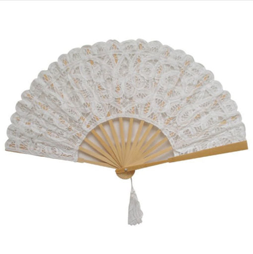 White Lace Fan with Tassel