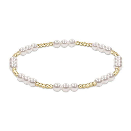 Classic Joy Pattern 4mm Bead Bracelet- Pearl
