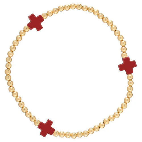 signature cross gold pattern 3mm bead bracelet