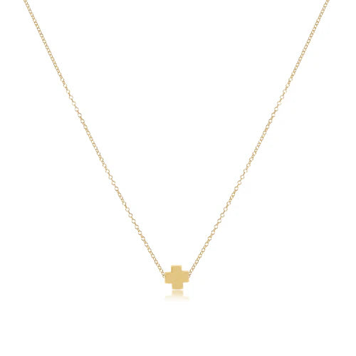 16" necklace gold - signature cross small