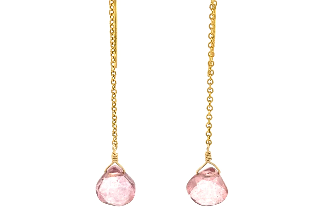 Rose Quartz Threader earrings