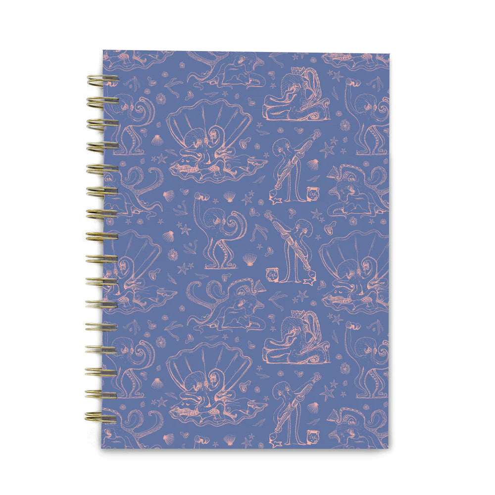 Octopus Toile Spiral Notebook (Lavender and Coral)