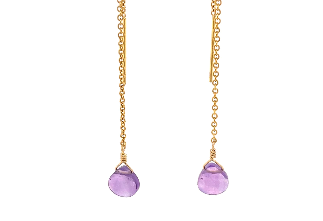 Rose Quartz Threader earrings