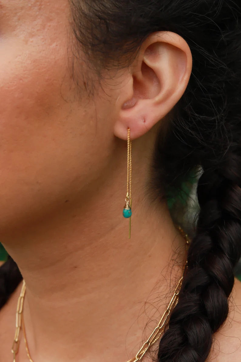 Rose Quartz Threader earrings