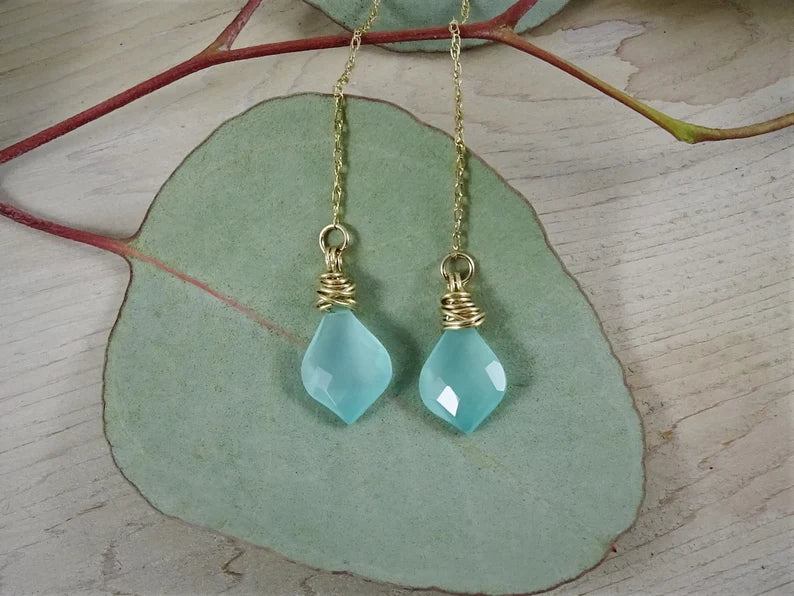 Rose Quartz Threader earrings
