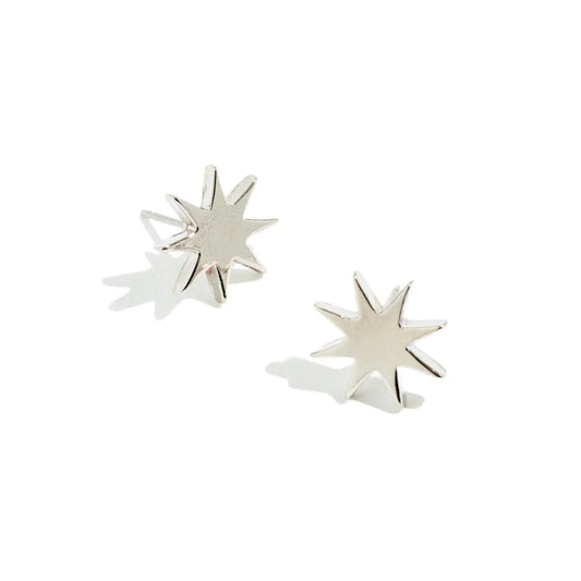 Platinum Rhodium Star Stud Earrings